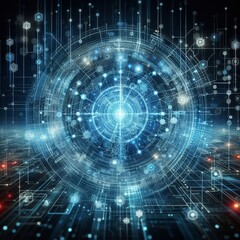 Fototapeta premium Digital backdround ideal for technological operations, neural networks, AI, data transmission and encryption, digital archives, audio and visual representations, scientific research 