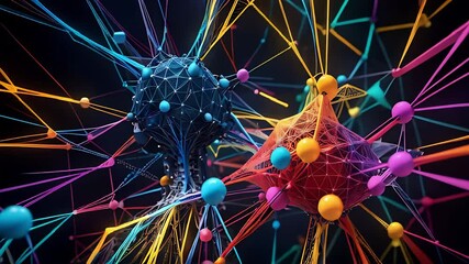 Vibrant 3D Animation of Neural Network for Artificial Intelligence and Deep Learning  - Powered by Adobe