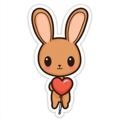 Fototapeta premium Cute Cartoon Bunny Holding a Heart Balloon