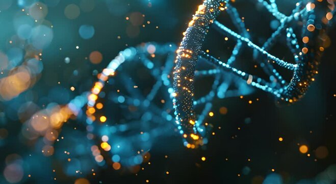 Abstract DNA Double Helix: A Glittering Representation of Life's Code