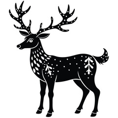 Christmas reindeer silhouette vector illustration on white background.