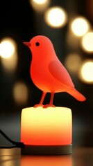 Red Bird Shaped Night Light on a Tabletop