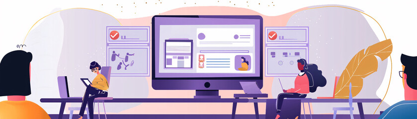 An e-learning website interface showing interactive lessons and quizzes