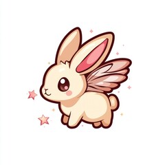 Obraz premium Cute Cartoon Bunny with Wings