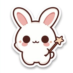 Fototapeta premium Cute Cartoon Bunny Holding a Magic Wand