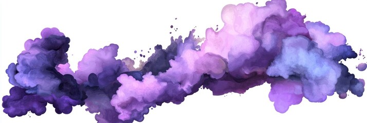 Abstract Watercolor Purple and Blue Cloud Shape on White Background