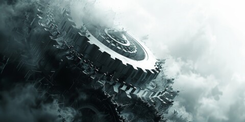 A white and black gradient background image of a mechanical industrial style