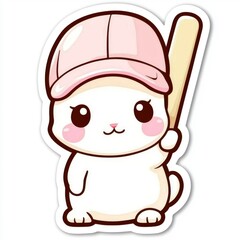 Cute Rabbit Baseball Player Cartoon Character