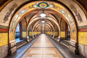 Naklejka premium Tourists walking in marienplatz subway station in munich germany