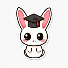 Cute Rabbit Wearing Graduation Cap