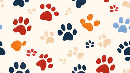 Fototapeta premium Colorful Paw Prints Pattern