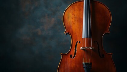 Close-up of a Cello with Strings and F-Holes against a Dark Background