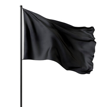 blank black flag on pole isolated on white background&nbsp;