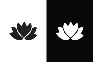 Water Lily Flower Silhouette: Elegant Black and White Design.