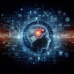 Obraz premium Digital backdround ideal for technological operations, neural networks, AI, data transmission and encryption, digital archives, audio and visual representations, scientific research 