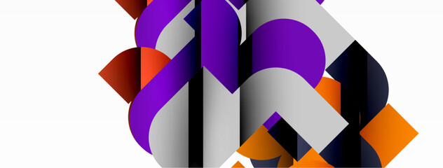 Colorful curve geometric shapes on white