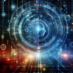 Obraz premium Digital backdround ideal for technological operations, neural networks, AI, data transmission and encryption, digital archives, audio and visual representations, scientific research 