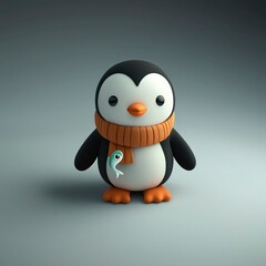 Cute Penguin Wearing an Orange Scarf