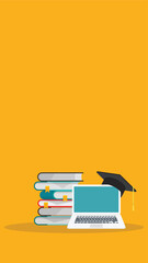 Online learning. Concept of webinar, business online training, education on computer or e-learning concept, video tutorial vector illustration	