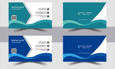Double-sided creative business card template. Portrait and landscape orientation. Horizontal and vertical layout. Vector illustration