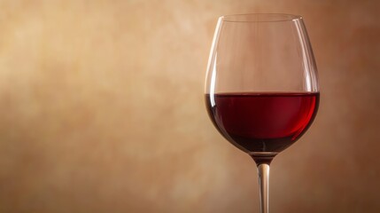Autumn or winter cosy mood. Wine glass, on neutral background, with space for text. Luxury concept winery or restaurant design. Healthy wine, to accompany a meal or as an aperitif at an event