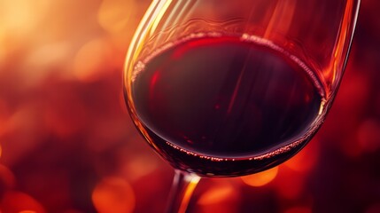 Autumn or winter cosy mood. Wine glass, on neutral background, with space for text. Luxury concept winery or restaurant design. Healthy wine, to accompany a meal or as an aperitif at an event