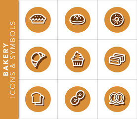 Set of bakery vector icons with shadow