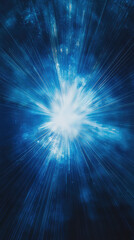 A dazzling burst of blue light explodes outwards, radiating energy and illuminating the darkness.