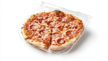 Frozen pizza in its packaging, ready to be baked, Frozen convenience, Quick dinner option