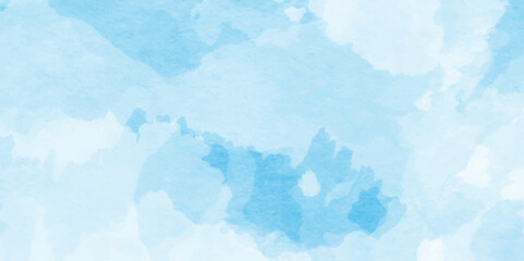 beautiful soft cloudy sky blue watercolor background.hand painted blue watercolor texture, Beautiful bright blue paper texture,Beautiful grunge blue background with space and for making graphics desig