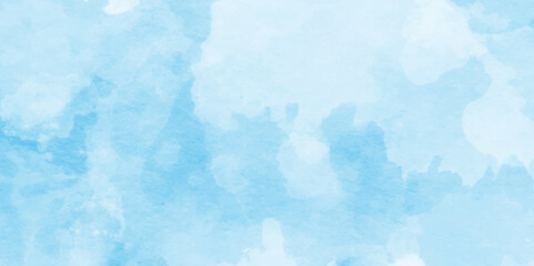 beautiful soft cloudy sky blue watercolor background.hand painted blue watercolor texture, Beautiful bright blue paper texture,Beautiful grunge blue background with space and for making graphics desig