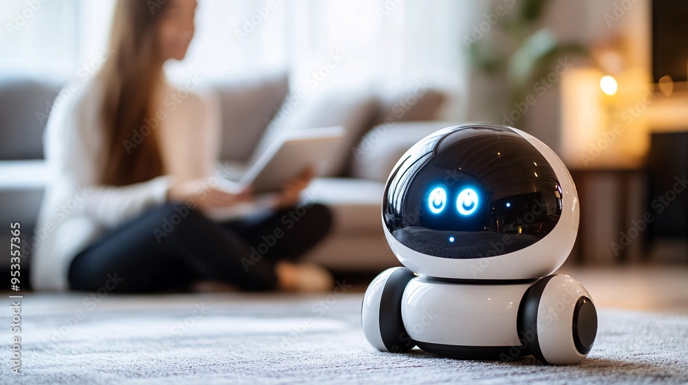 Poster person with limited mobility using ai to control a robotic assistant that helps with household chore