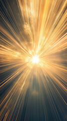 Fototapeta premium A Burst of Golden Light: Radiating Energy and Warmth, Illuminating a Dark Background.