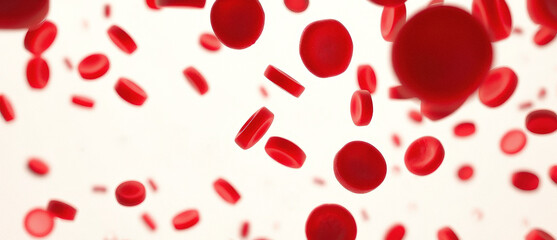 Red Blood Cells Floating In White Background