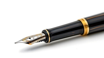 Naklejka premium Elegant Classic Fountain Pen Isolated on White Background Ideal for Writing and Stationery Themes