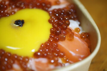 Salmon sashimi.
