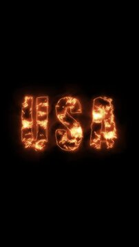 USA on fire text effect animation