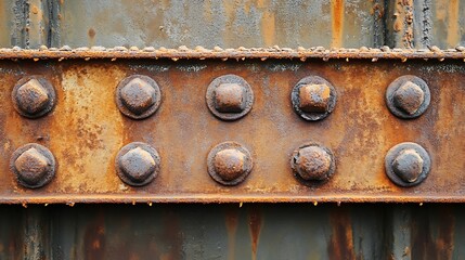 Rusty Metal Plate with Circular Fasteners