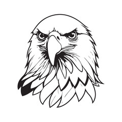 Eagle line art vector silhouette with white Background