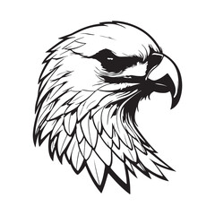 Eagle line art vector silhouette with white Background