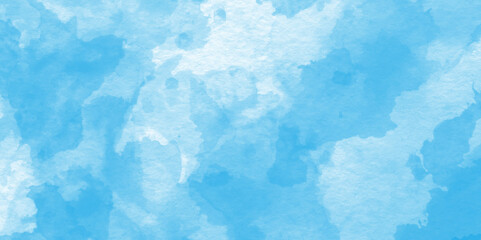 beautiful soft cloudy sky blue watercolor background.hand painted blue watercolor texture, Beautiful bright blue paper texture,Beautiful grunge blue background with space and for making graphics desig