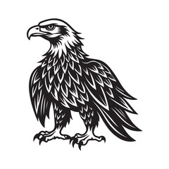 Eagle line art vector silhouette with white Background