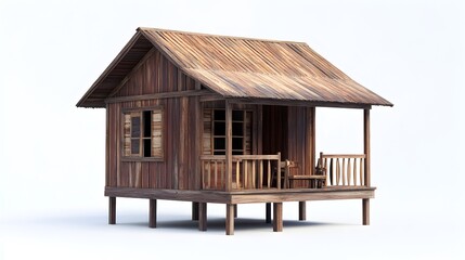 Cozy Wooden Cabin in a Rural Countryside Landscape