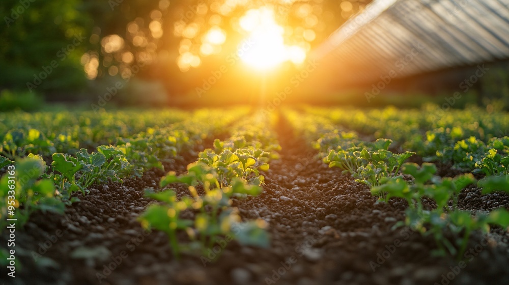 Poster high-tech plant factory where ai manages irrigation and fertilization systems to maximize crop yield
