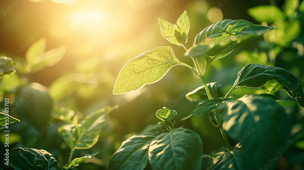 Aufkleber AI-enhanced system managing the entire lifecycle of crops in a plant factory from seeding to harvesting with the farmer overseeing the process Stock Photo with copy space