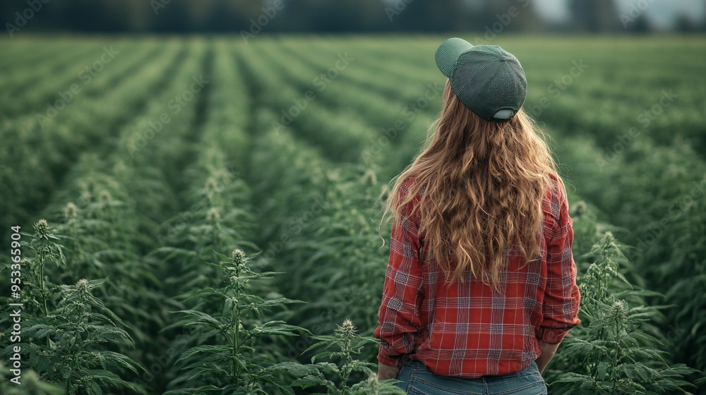 Poster young farmer using ai to monitor plant health through sensors and cameras placed throughout a high-t