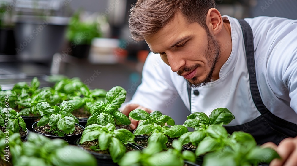 Poster young farmer using ai-powered analytics to improve crop selection and variety management in a high-t