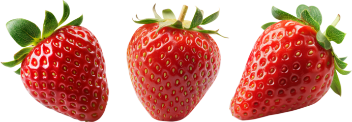 Strawberry ripe set isolated on transparent background