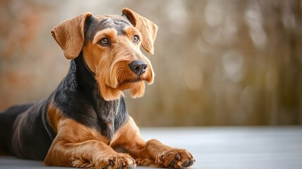 Alert terrier relaxing outdoors on a sunny day