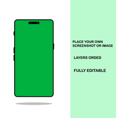 Smartphone mockup with Replaceable green screen.